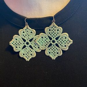 Baby blue and silver diamond shaped earrings